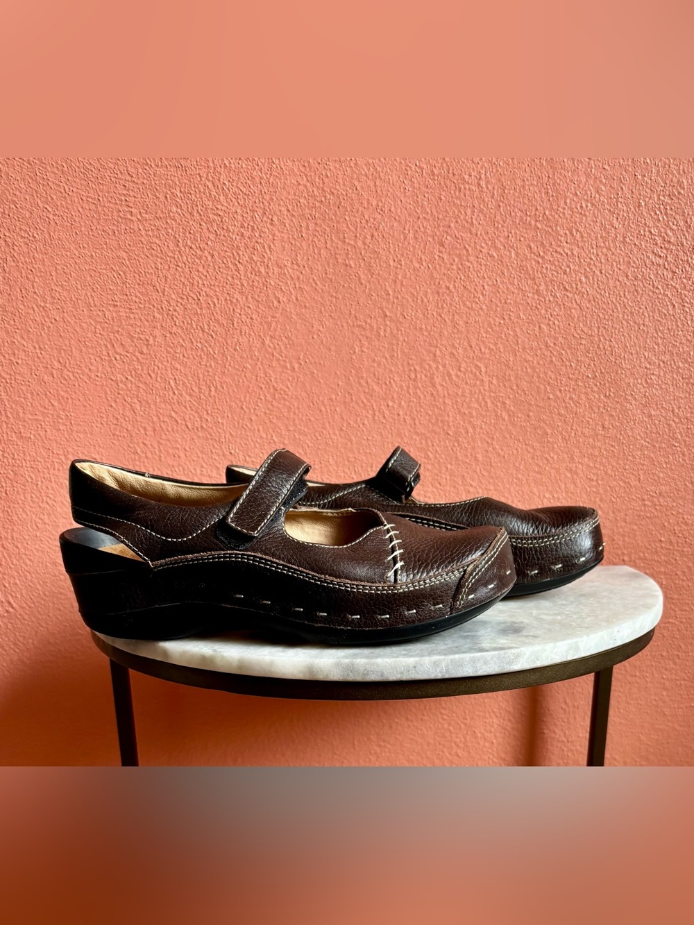 Wolky Mary Jane Leather Shoes with Velcro Strap